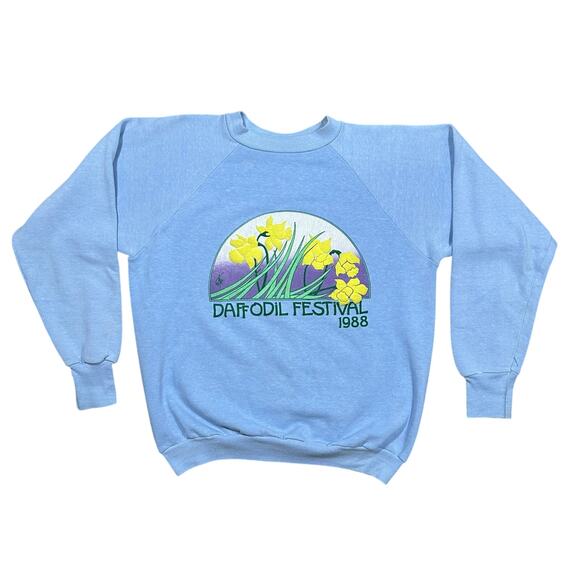 American Vintage Other - Vintage 80s Daffodil Festival Graphic Sweatshirt Pullover Men’s Small Blue